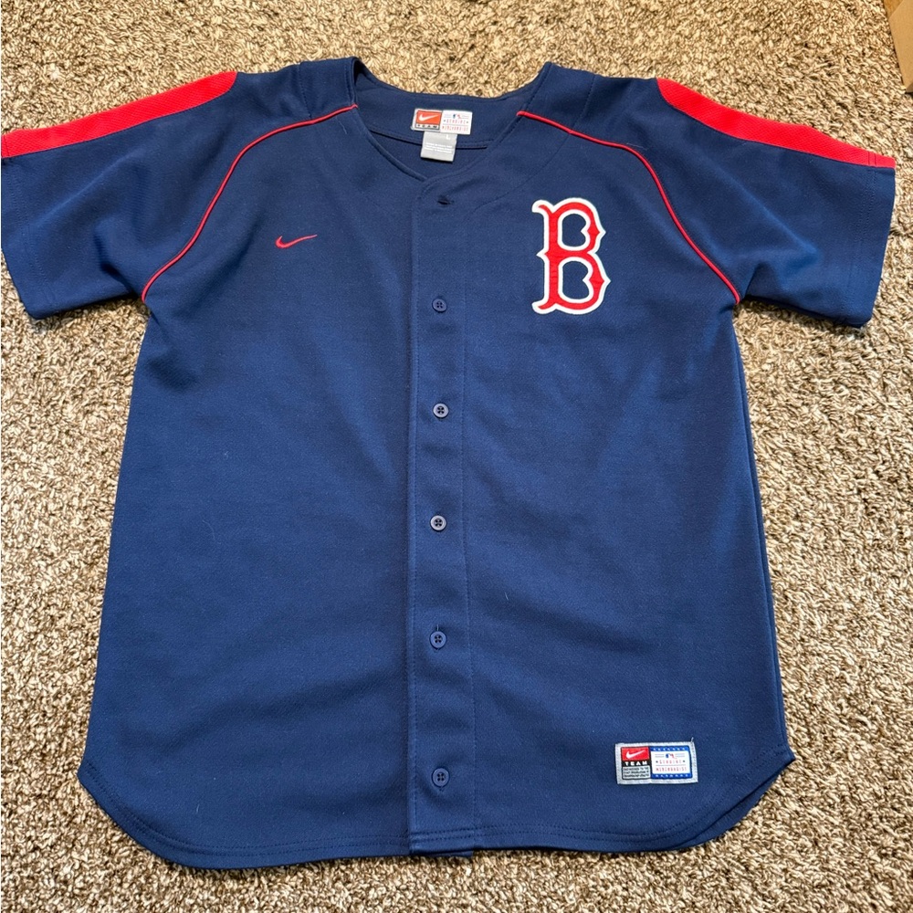 Boston Red Sox’s Pedroia Navy and Red Baseball Jersey